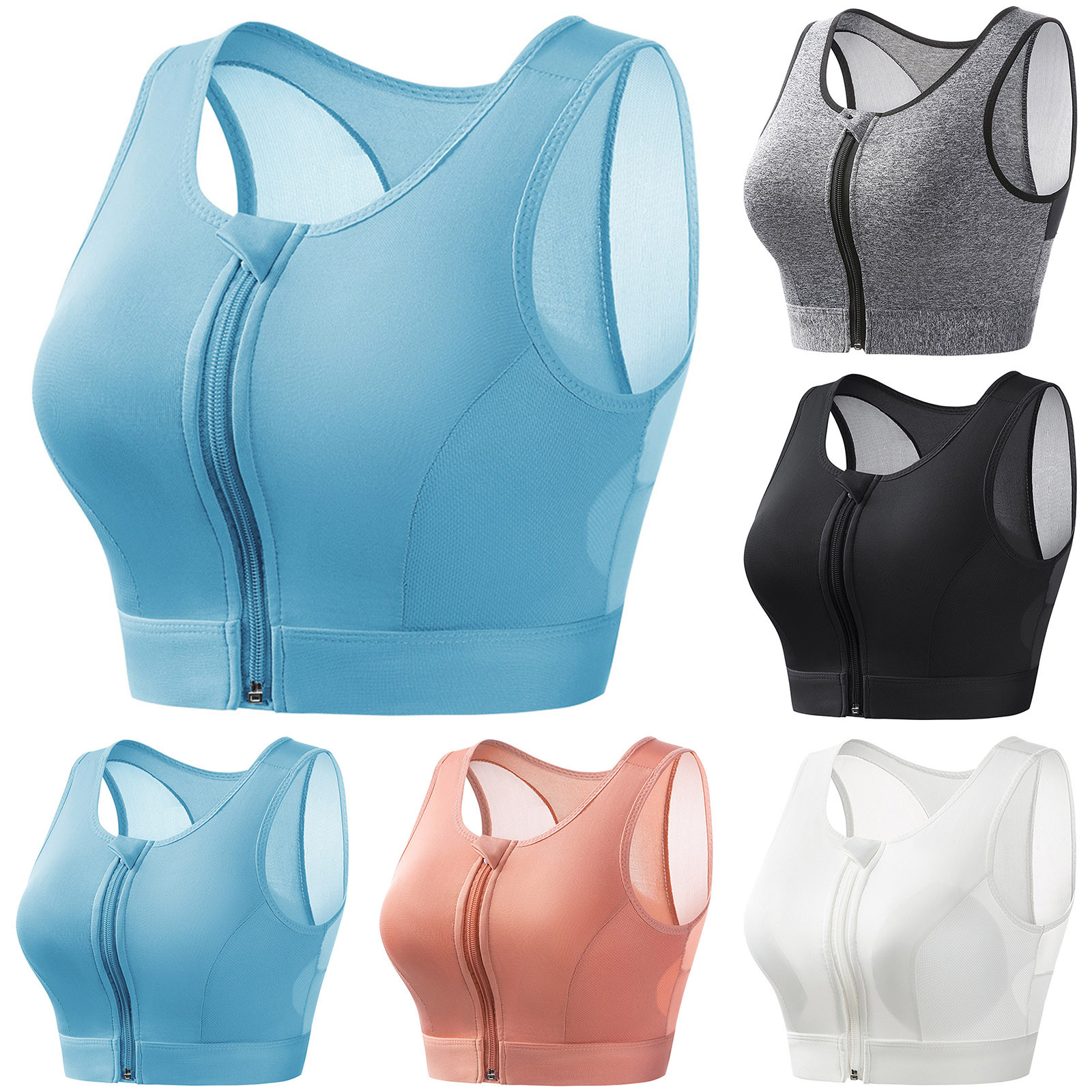 Utoimkio Clearance Front Zipper Sports Bras for Women High Support Seamless Wirefree Active Workout Yoga Sports Bras for Women